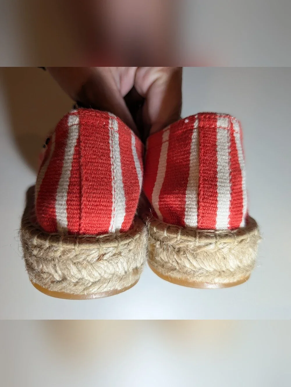 Soludos Striped Red and White Espadrille Slip-Ons - Women Size 10